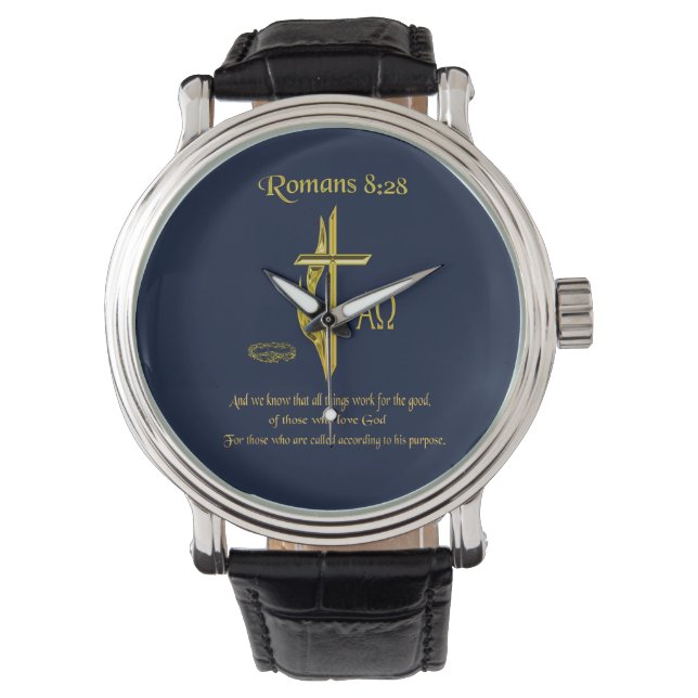 Romans 8:28 Skripturur Armbandsur (Framsida)