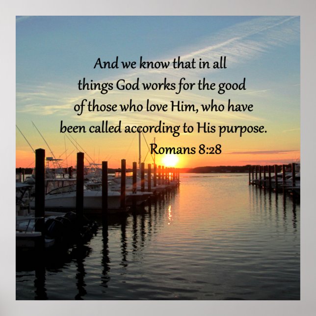 ROMANS 8:28 SUNSET FOTO DESIGN POSTER (Framsidan)