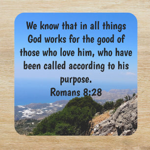 Romans 8:28 Trust God's Plan Bible Verse Anpassnin Fyrkantigt Klistermärke