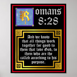 Romans 8 28 Upplyst Brev KJV Bibelverse Poster