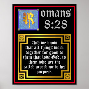 Romans 8 28 Upplyst Brev KJV Bibelverse Poster