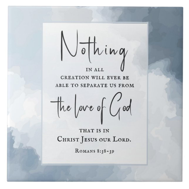 Romans 8:38-39 Kärlek of God Bible Verse Kakelplatta (Framsidan)