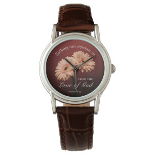 Romans 8 39 Kärlek of God Bible Verse Rosa Brown Armbandsur
