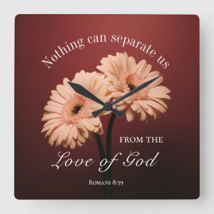 Romans 8 39 Kärlek of God Bible Verse Rosa Brown Fyrkantig Klocka