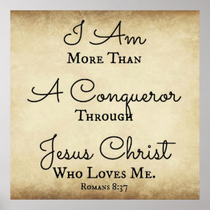 Romans Bible Verse Jag är mer än en erövrare Poster