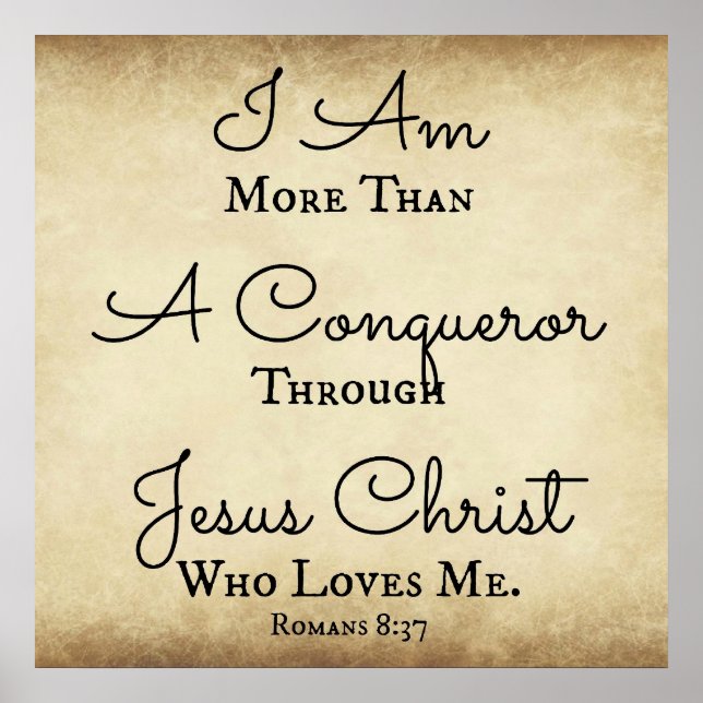 Romans Bible Verse Jag är mer än en erövrare Poster (Framsidan)