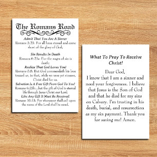 Romans Road Sinner's Prayer Card Meddelande