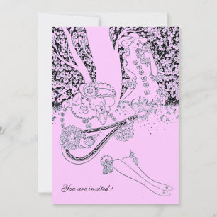 ROMANS/ROMANTISKA ÄLSKARE ROSA SYRLILJA BRÖLLLOPSF INBJUDNINGAR