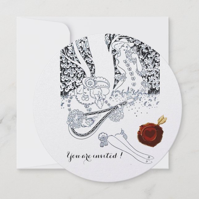 ROMANS, ROMANTISKA KÄRLEKSFÖRSEGLING RÖD LACKSVÄRT INBJUDNINGAR (Framsida)