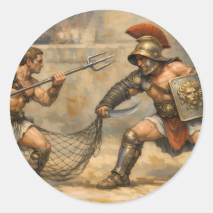 Romansk gladiatorduell runt klistermärke