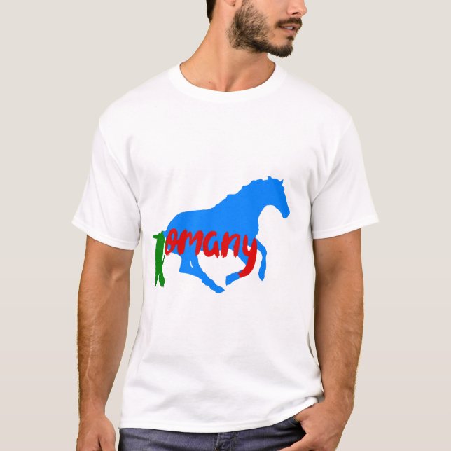 Romansk zigenartext och häst T-Shirt (Framsida)