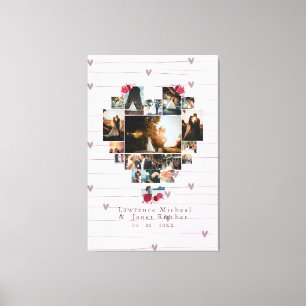 Romantic 18 Hjärtformade Photo Collage för henne/h Canvastryck