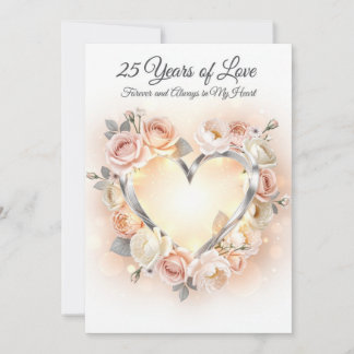 Romantic 25th Wedding Anniversary Card Julkort