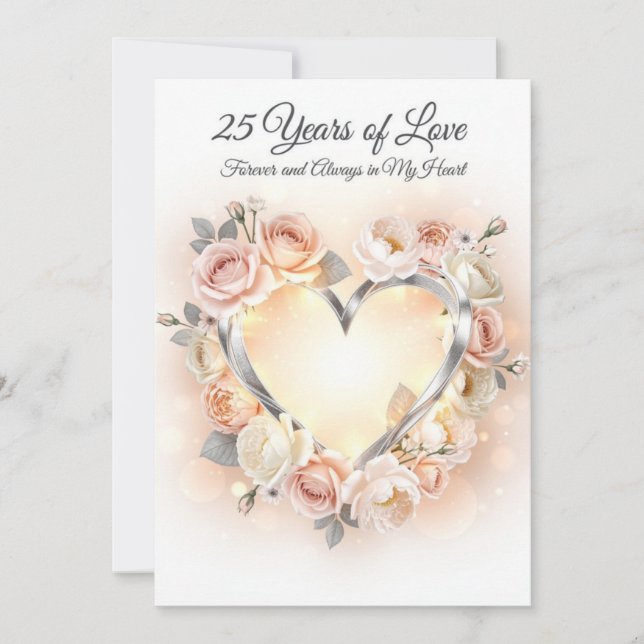 Romantic 25th Wedding Anniversary Card Julkort (Framsida)