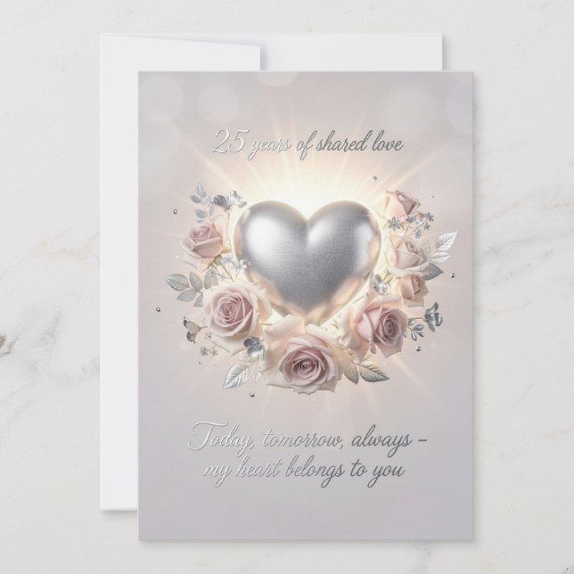 Romantic 25th Wedding Anniversary Card – Luxury  Julkort (Framsida)