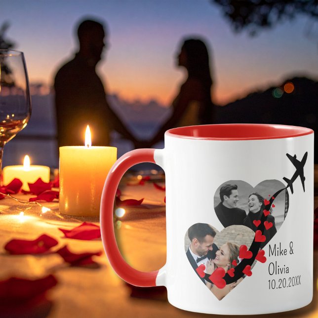 Romantic 2 Photos Airplane Elegant Wedding custom Mugg (Skapare uppladdad)