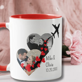 Romantic 2 Photos Airplane Elegant Wedding custom Mugg