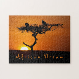 Romantic African Dream sunset-foto med text Pussel