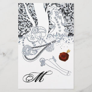 ROMANTIC ÄLSKARE Black White Red Vax Seal Monogram Brevpapper