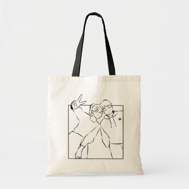 Romantic Älskare Tote Bag - Cute Couple Kärlek Des Tygkasse (Framsidan)