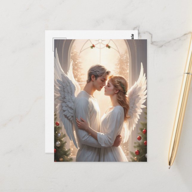 Romantic Angel, par målning Vykort (Fram/Back In Situ)