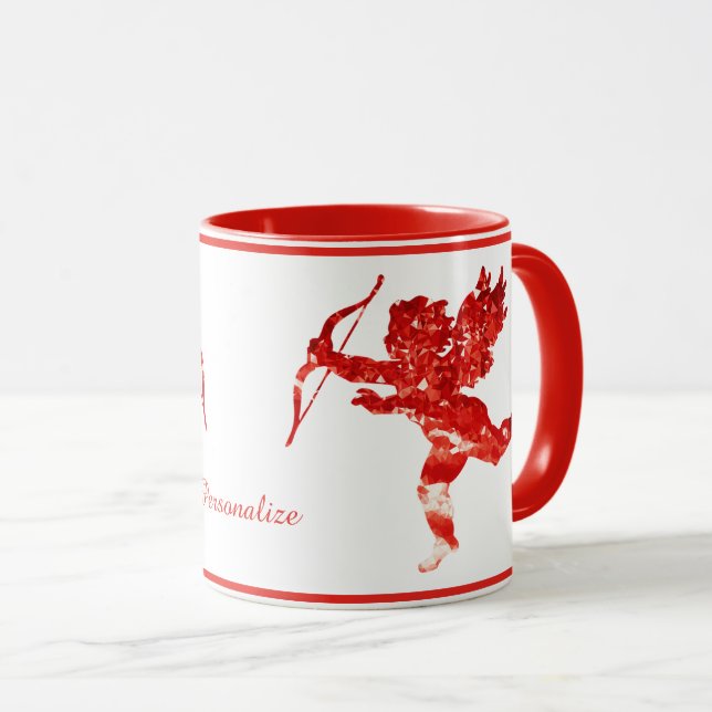 Romantic Angel Valentine Cupid Cherub Personalize Mugg (Framsida höger)