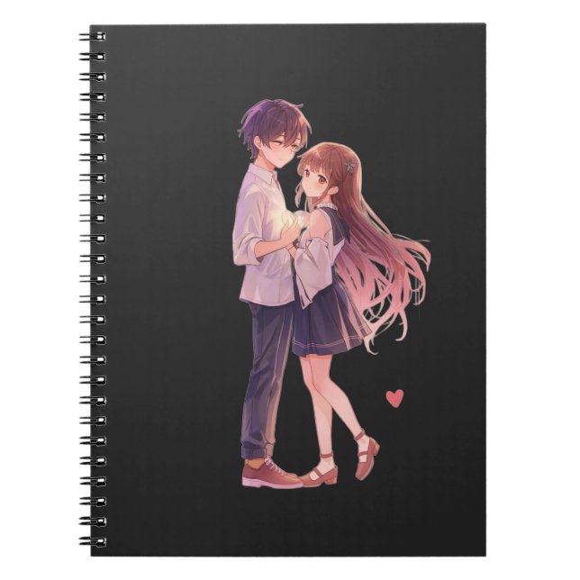 Romantic Anime Couple - Cute Aesthetic Lovers Art  Anteckningsbok (Framsidan)