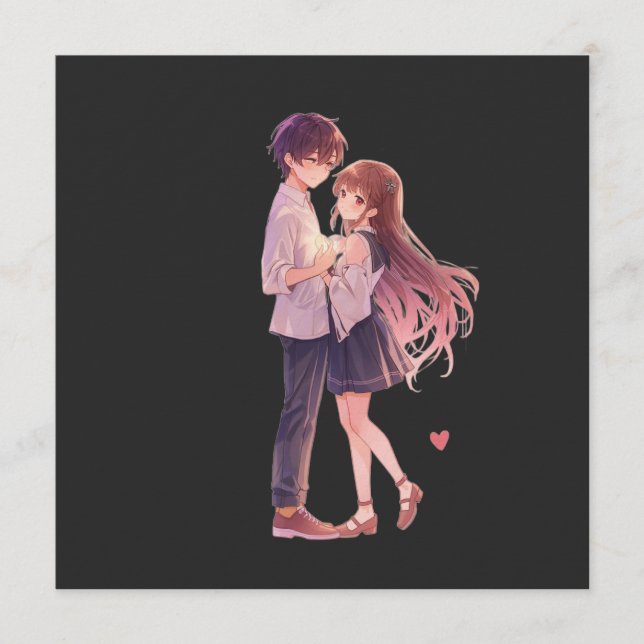 Romantic Anime Couple - Cute Aesthetic Lovers Art  Inbjudningar (Framsida)