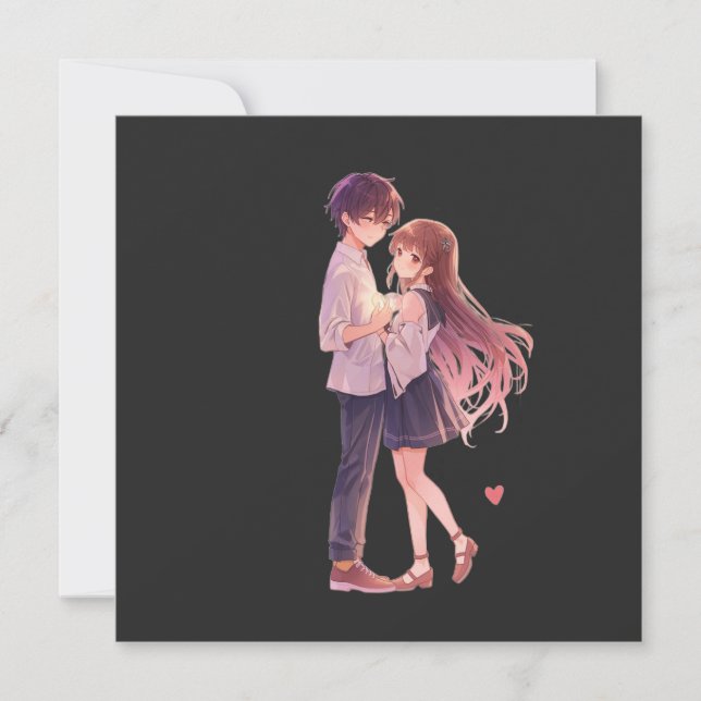 Romantic Anime Couple - Cute Aesthetic Lovers Art  Spara Datumet (Framsida)