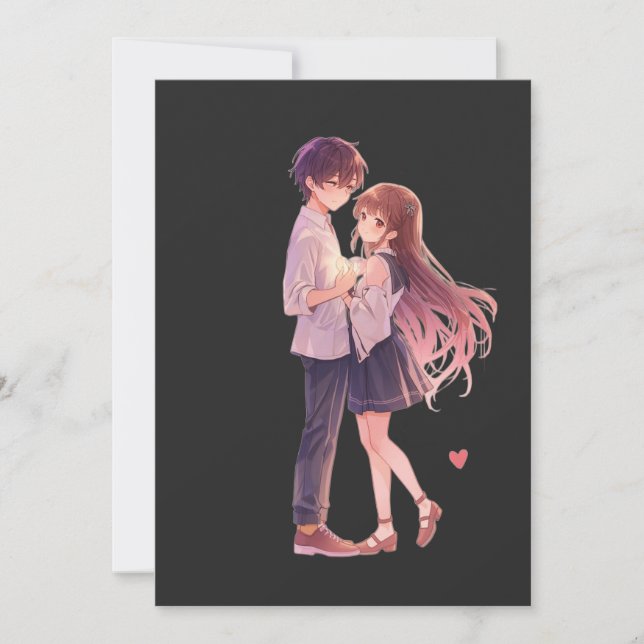 Romantic Anime Couple - Cute Aesthetic Lovers Art  Spara Datumet (Framsida)