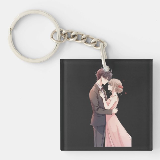 Romantic Anime Couple Embrace T-Shirt (Framsidan)