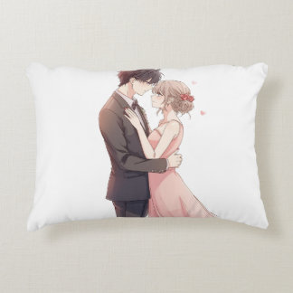 Romantic Anime Couple Embrace T-Shirt Prydnadskudde