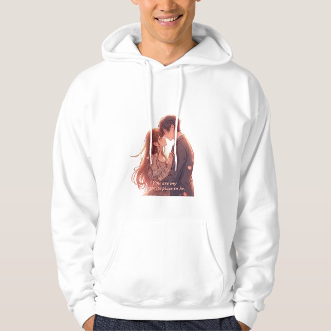 Romantic Anime Couple - Valentine's Day  Aesthetic Hoodie (Framsida)