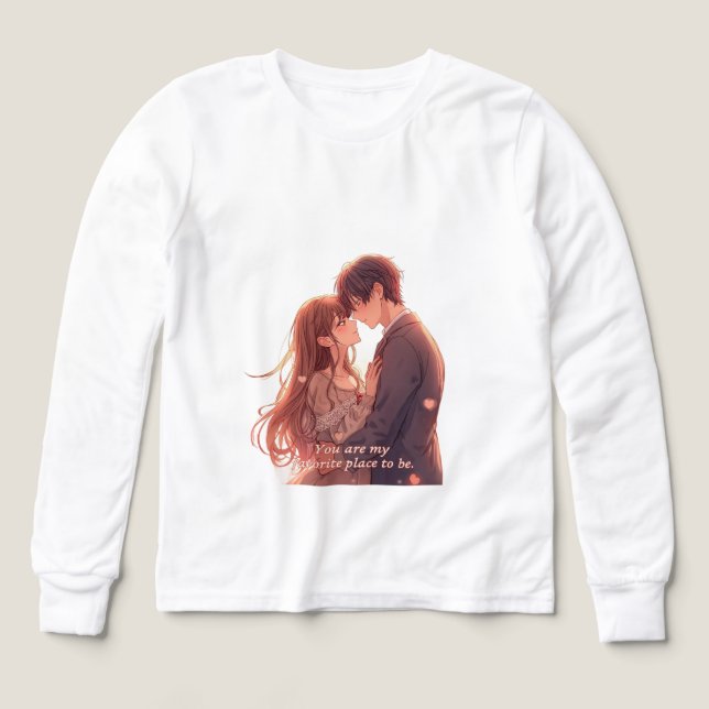 Romantic Anime Couple - Valentine's Day  Aesthetic T Shirt (Design framsida)