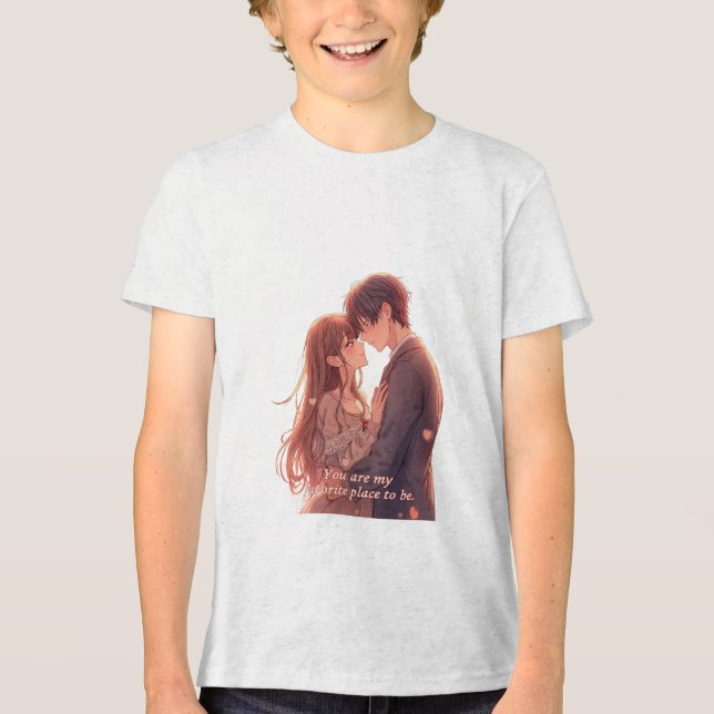 Romantic Anime Couple - Valentine's Day  Aesthetic T Shirt (Framsida)