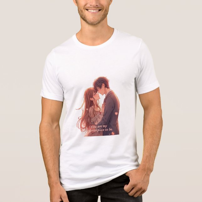 Romantic Anime Couple - Valentine's Day  Aesthetic T Shirt (Framsida)
