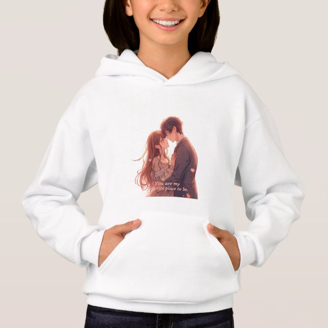 Romantic Anime Couple - Valentine's Day  Aesthetic T Shirt (Framsida)