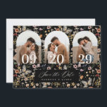 Romantic Arch Wildflower Save the Date Photo Card Spara Datumet<br><div class="desc">Our save the date card features hand-painted rustic watercolor bohemian florals adorned with butterfly details for the perfect moody,  romantic boho vibe.</div>