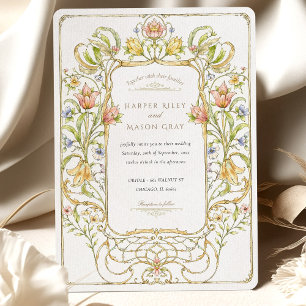 Romantic Art nouveau Blommigt Bröllop Inbjudningar