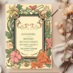 Romantic Art nouveau Bröllop Inbjudningar