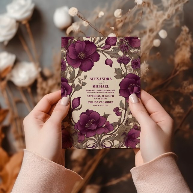 Romantic Art nouveau Bröllop Inbjudningar (Skapare uppladdad)