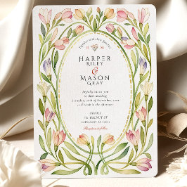 Romantic Art nouveau Magnolia Watercolor Bröllop Inbjudningar