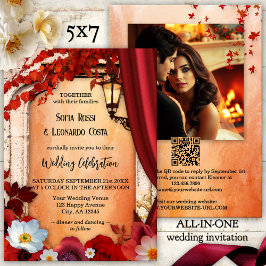 Romantic Autumn Classic Italy All-in-One Bröllop Inbjudningar