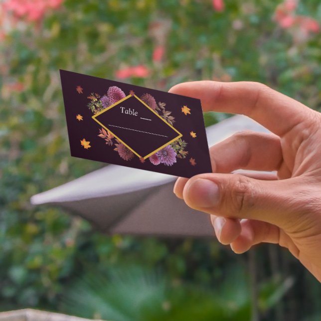 Romantic Autumn Dahlia Bröllop Placeringskort (Skapare uppladdad)