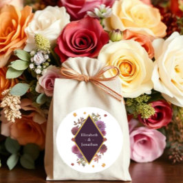 Romantic Autumn Dahlia Bröllop Runt Klistermärke