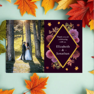 Romantic Autumn Dahlia Bröllop Tack Kort