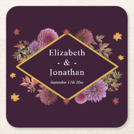 Romantic Autumn Dahlia Bröllop Underlägg Papper Kvadrat