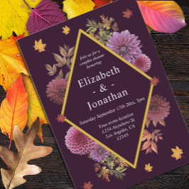 Romantic Autumn Dahlia Par Shower Inbjudningar