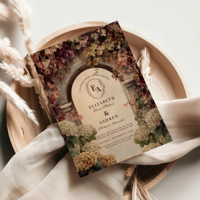 Romantic Autumn Vineyard Archway Bröllop Inbjudningar (Skapare uppladdad)