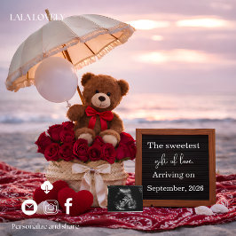 Romantic Baby Reveal Pregnancy announcement card  Meddelande